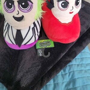Bioworld Beetlejuice and Lydia Plush Slippers - Red, Purple, Green